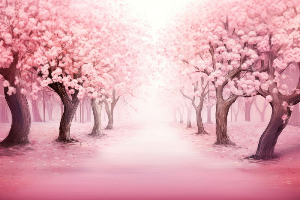 Cherry blossom path backgrounds outdoors nature. AI generated Image by rawpixel.