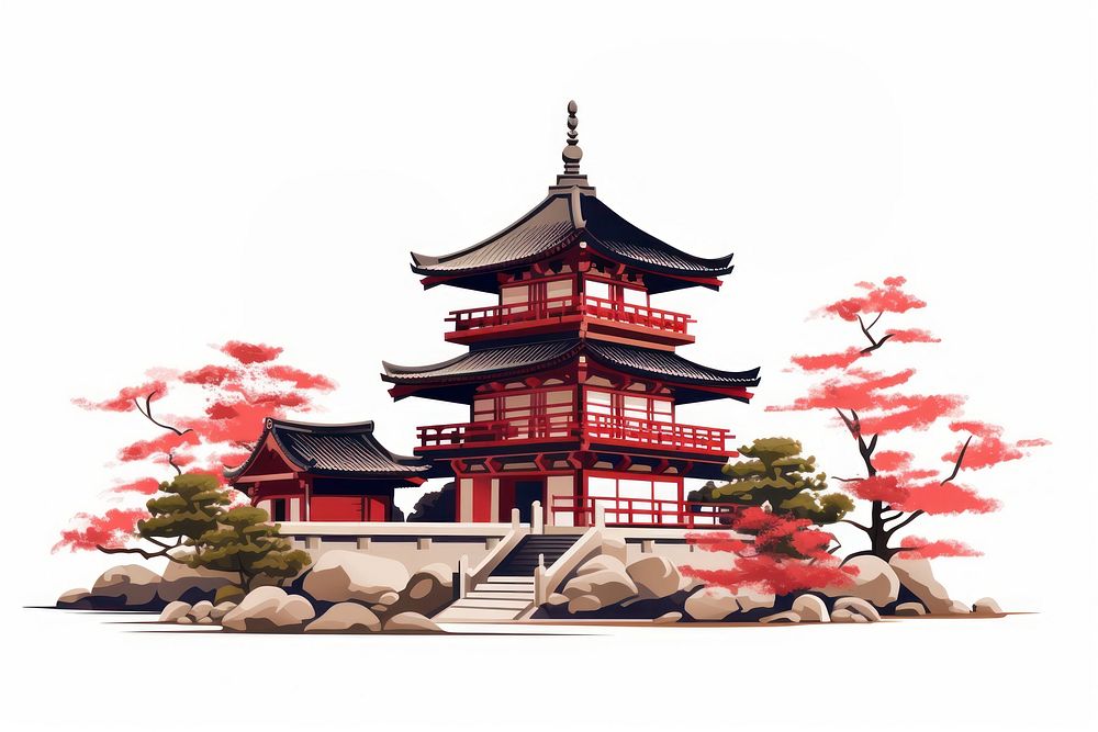 A japanese temple architecture building pagoda. AI generated Image by rawpixel.