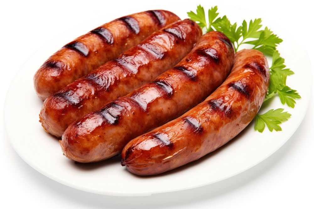 Grilled German pork sausages grilled meat food. AI generated Image by rawpixel.