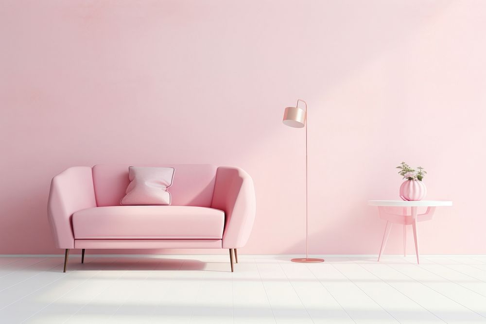 Furniture armchair floor pink. AI generated Image by rawpixel.
