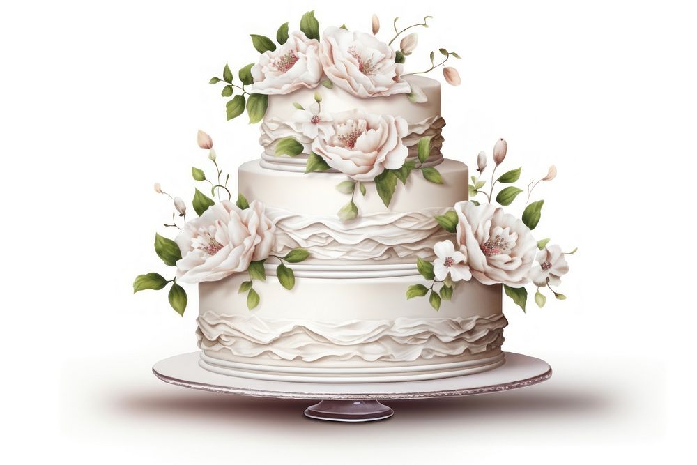 Wedding cake dessert cream food. AI generated Image by rawpixel.
