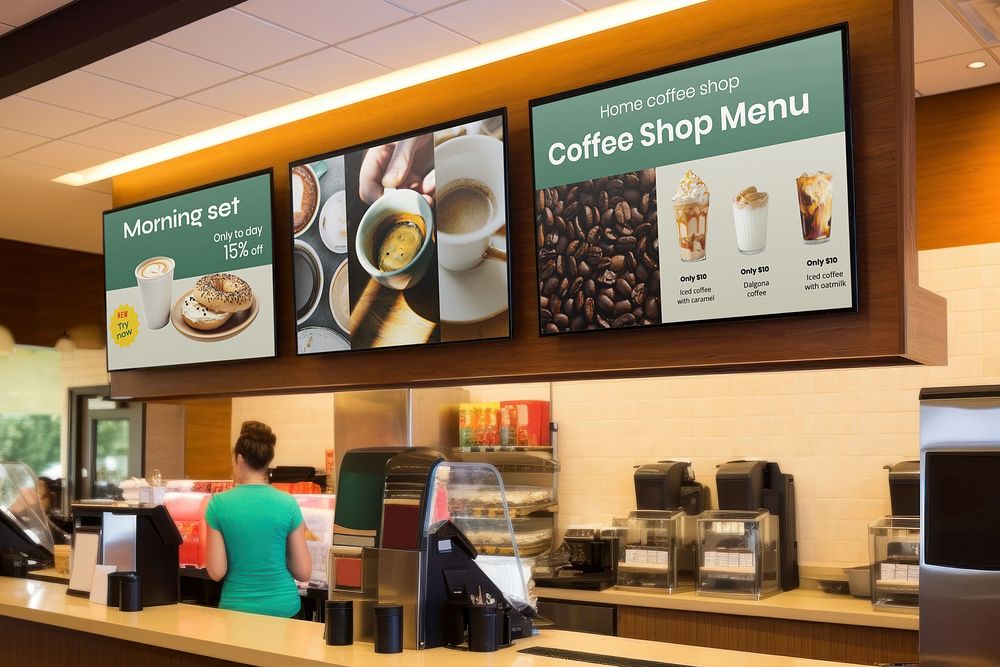 Digital menu screen for cafe