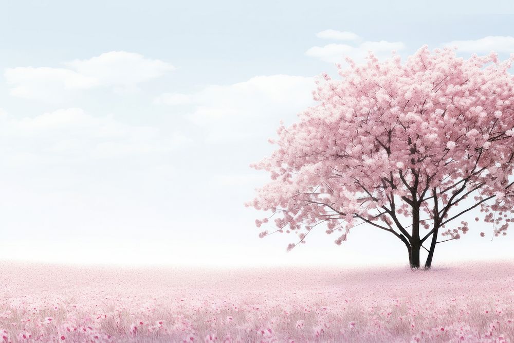 Sakura field outdoors blossom nature. AI generated Image by rawpixel.
