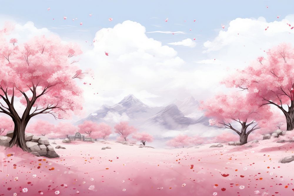 Sakura field outdoors blossom nature. AI generated Image by rawpixel.