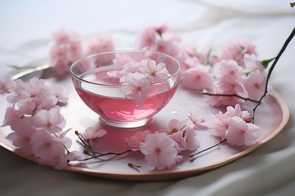 Sakura tea blossom flower petal. AI generated Image by rawpixel.