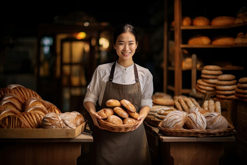 Asian woman baker, shop owner. AI generated Image by rawpixel.