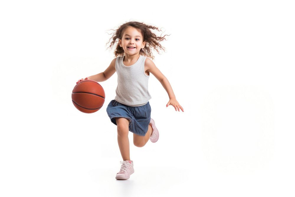 Cute little girl playing basketball portrait sports child. AI generated Image by rawpixel.