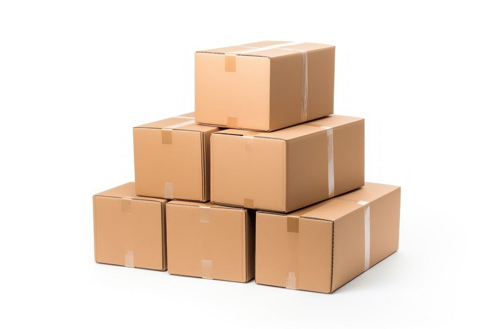 Cardboard boxes cardboard carton white background. AI generated Image by rawpixel.