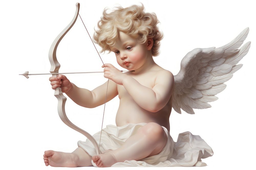 Cupid baby white background representation. AI generated Image by rawpixel.