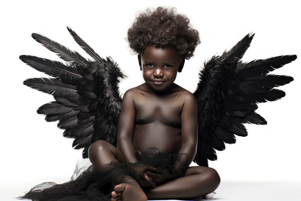 Black cupid portrait angel photo. AI generated Image by rawpixel.