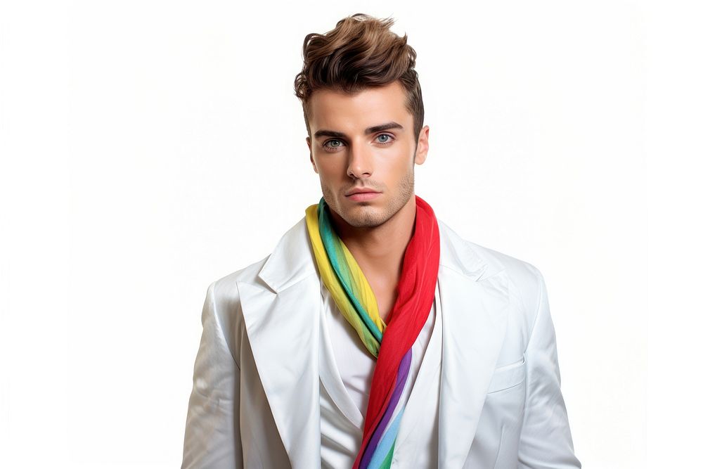 Gay fashion model portrait scarf adult. AI generated Image by rawpixel.