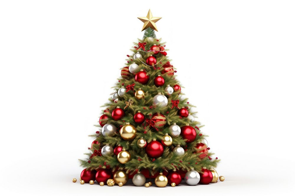 Decorated christmas tree plant white Premium Photo rawpixel