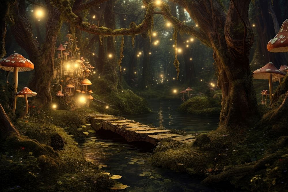 Fairy forest outdoors woodland nature. AI generated Image by rawpixel.