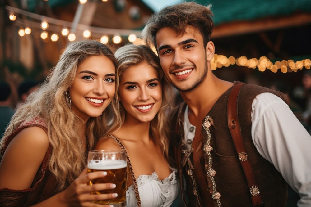 Friends enjoying Oktoberfest adult party drink. AI generated Image by rawpixel.