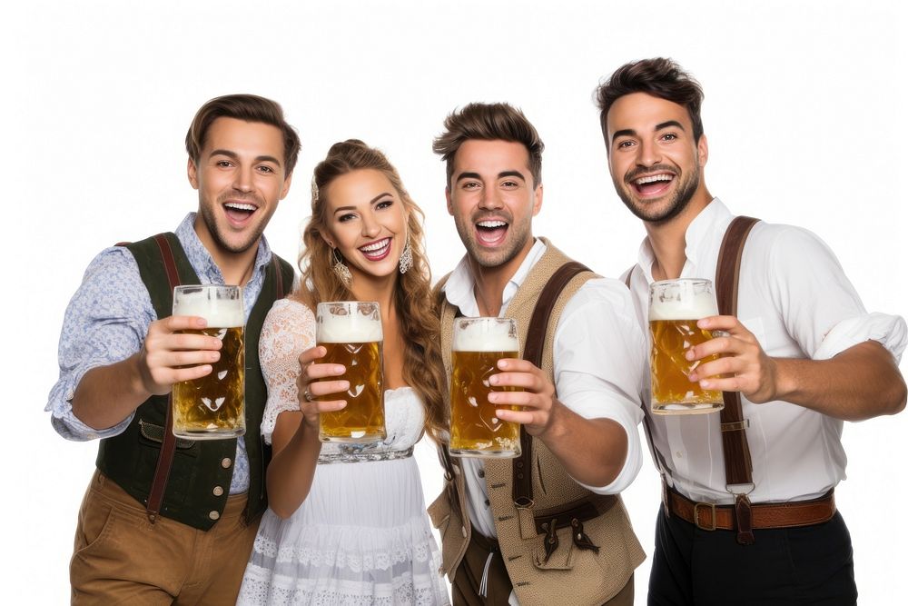 Friends enjoying Oktoberfest drink party beer. AI generated Image by rawpixel.
