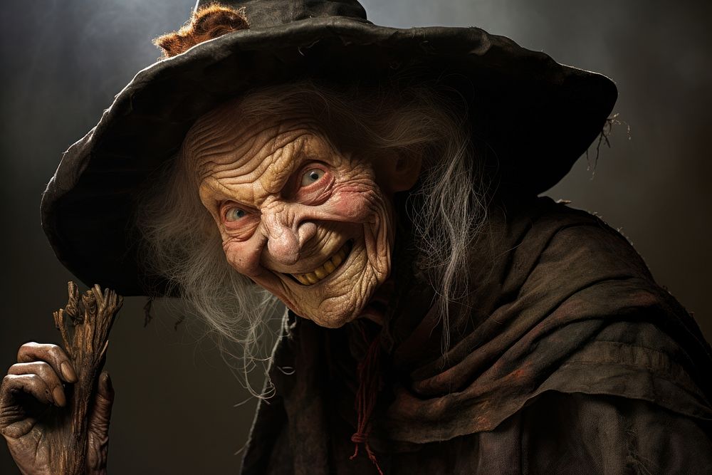 Old ugly witch portrait adult photo. AI generated Image by rawpixel.