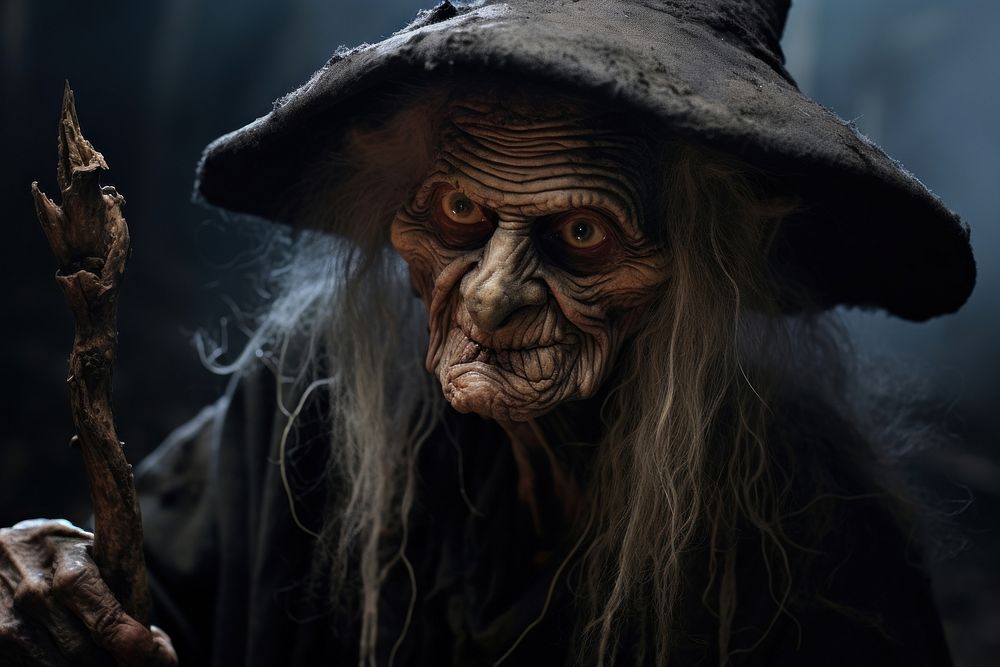 Old ugly witch portrait costume adult. AI generated Image by rawpixel.
