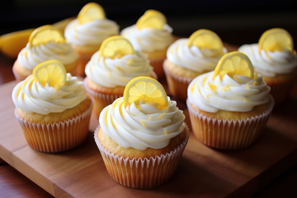 Cupcake cream lemon dessert. AI generated Image by rawpixel.