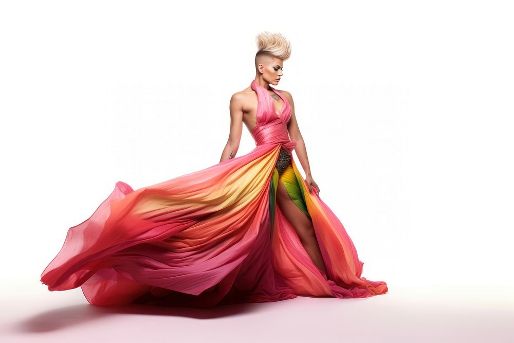 Lgbtq fashion model dress adult gown. AI generated Image by rawpixel.