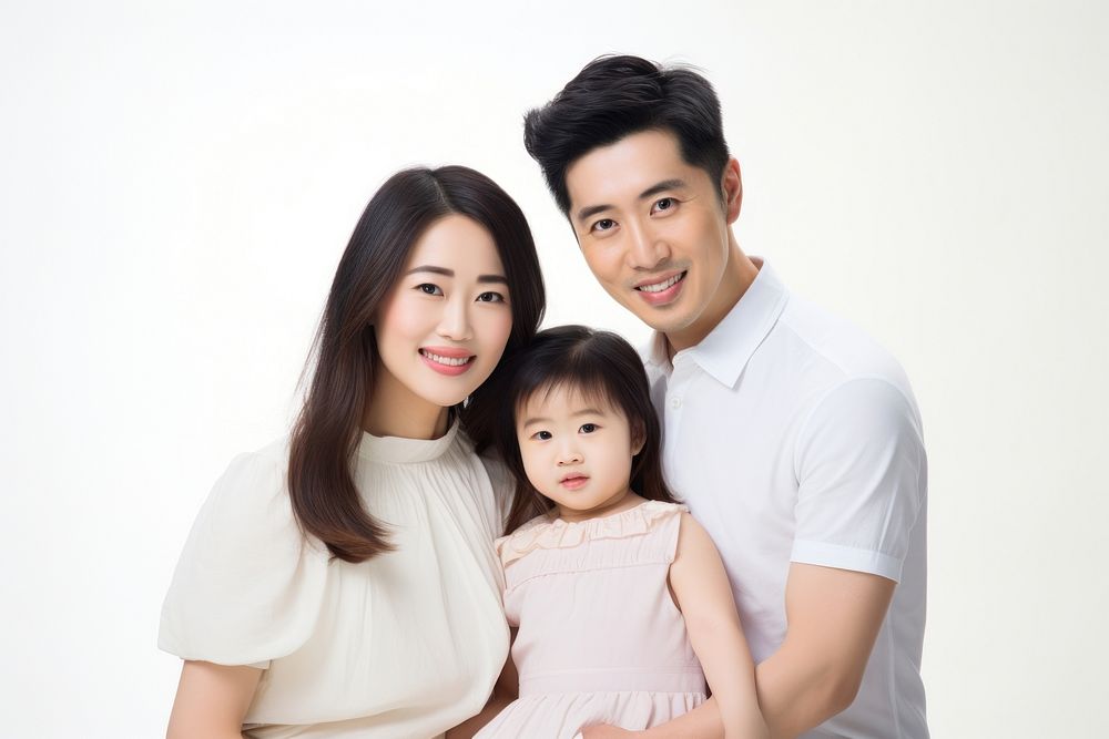 Modern asian family adult baby white background. AI generated Image by rawpixel.