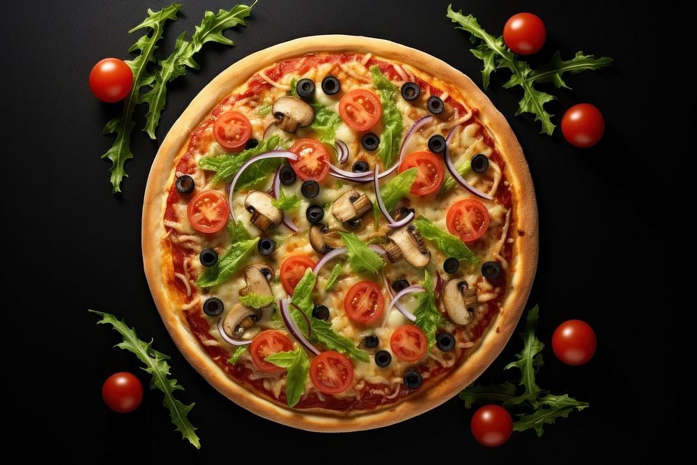 Salad pizza food vegetable meal. AI generated Image by rawpixel.