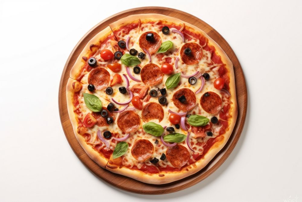 Pizza plate food mozzarella. AI generated Image by rawpixel.