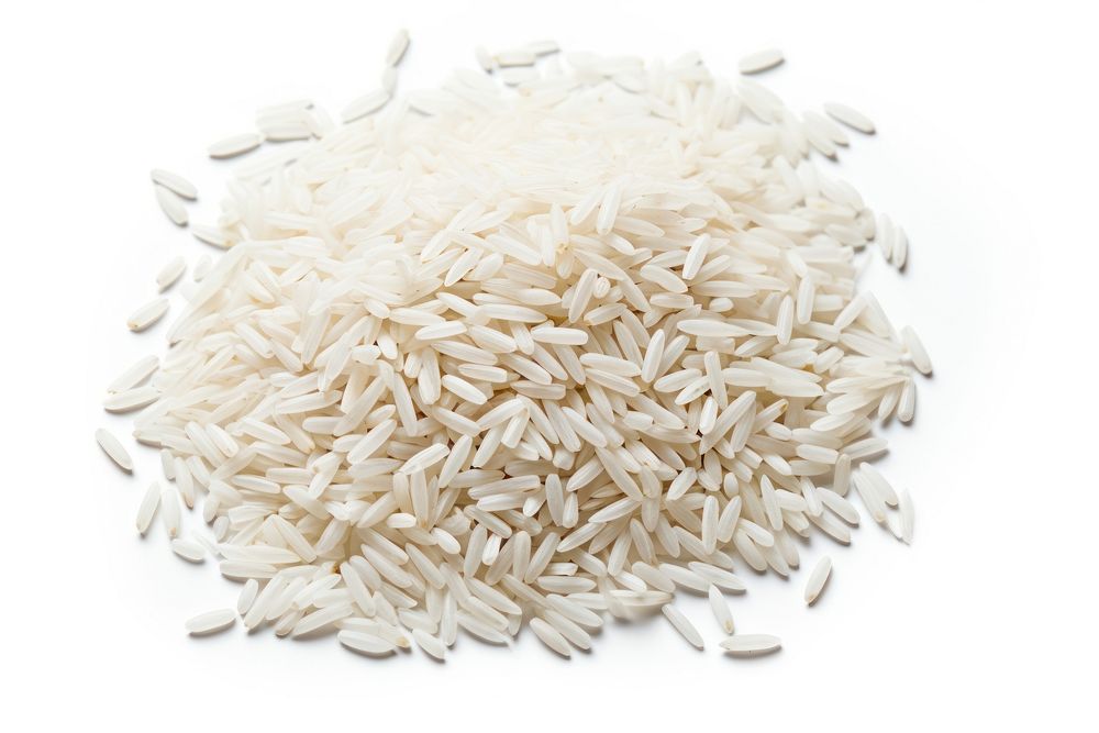 Rice white food white background. 