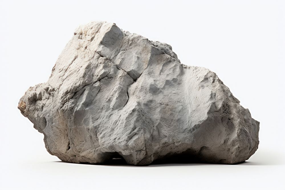 Rock mineral white background sculpture. 