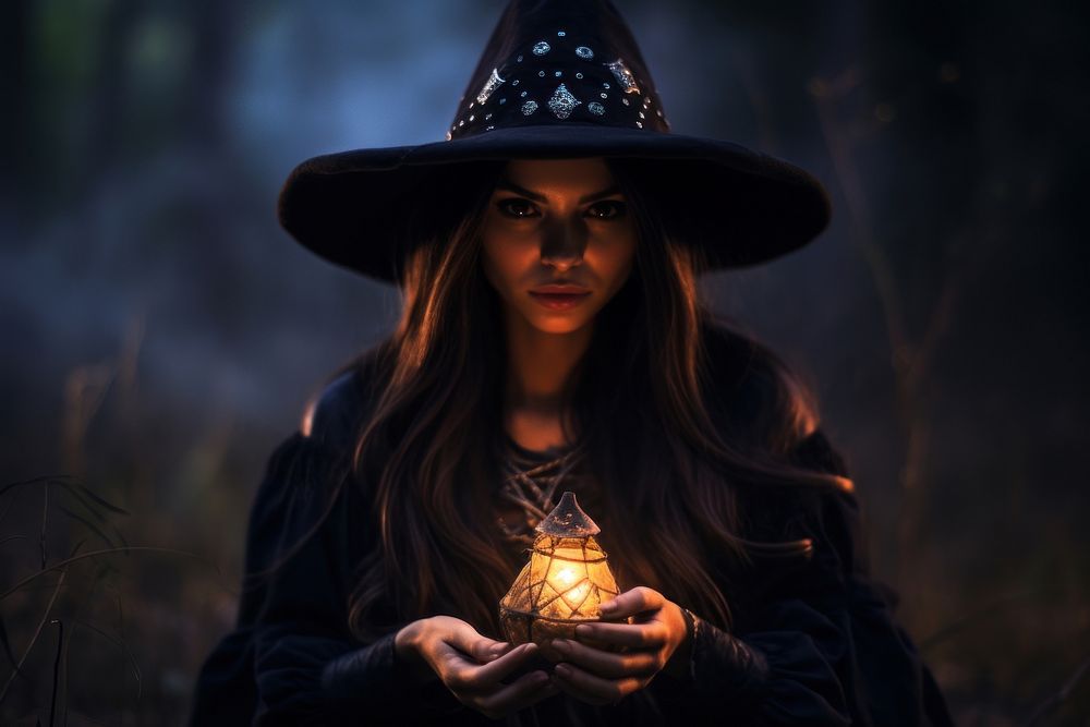 Witch casting speel portrait adult photo. AI generated Image by rawpixel.