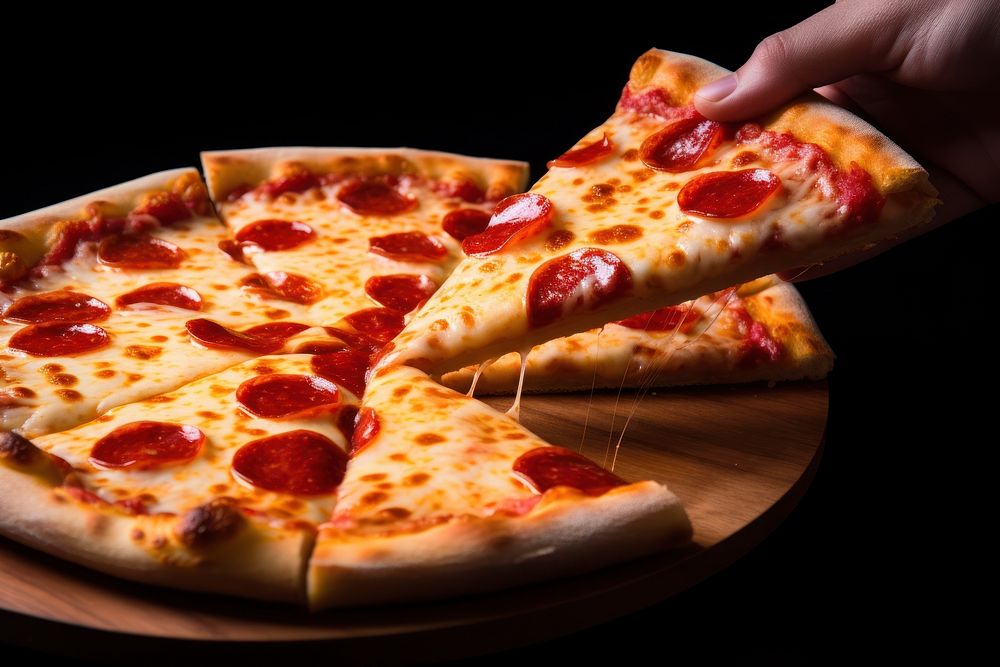 Pizza cheese slice food. AI generated Image by rawpixel.