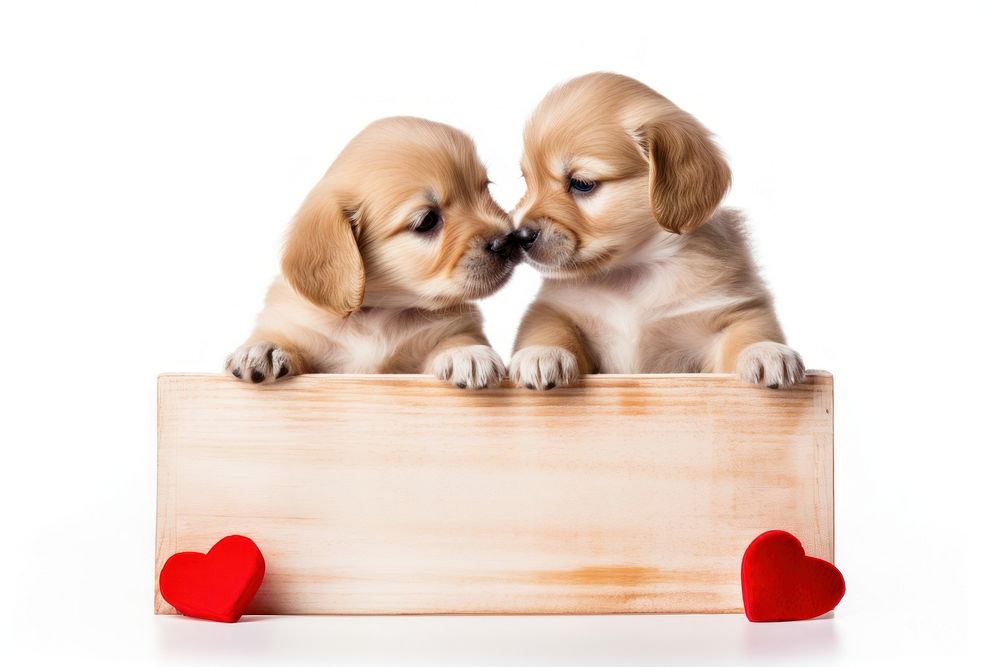 Cute puppies kissing, isolated on white background. AI generated image by rawpixel.