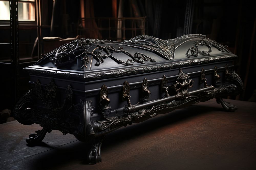 Vampire coffin architecture furniture darkness. AI generated Image by rawpixel.