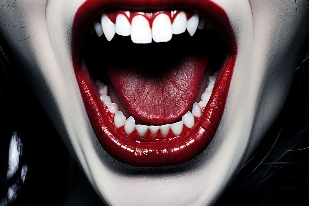 Vampire showing fangs adult white aggression. AI generated Image by rawpixel.
