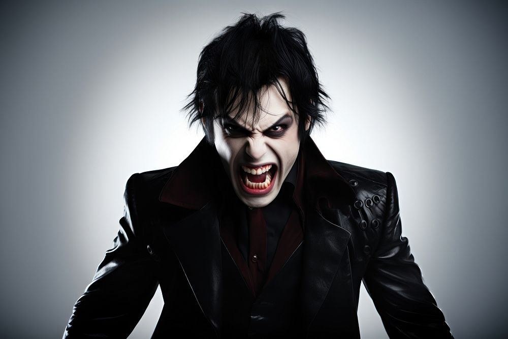 Vampire showing fangs portrait shouting adult. AI generated Image by rawpixel.