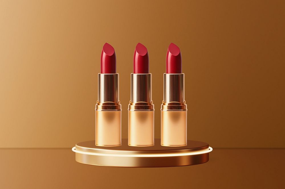 Gold lipstick & product display podium