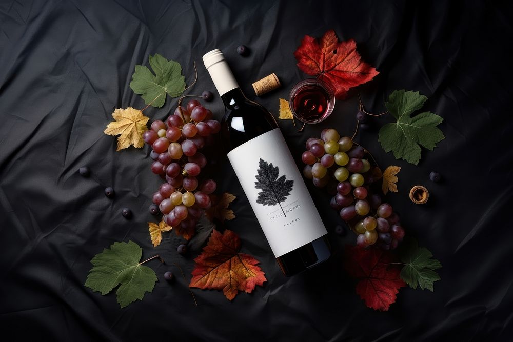 Leaf vineyard bottle grape. AI generated Image by rawpixel.