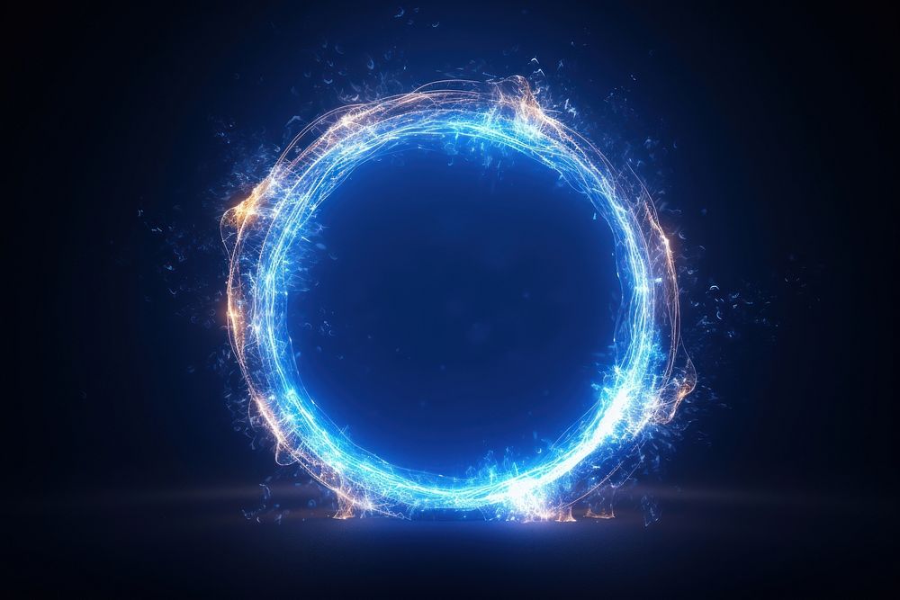 Blue light effect astronomy circle night. AI generated Image by rawpixel.