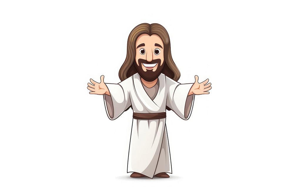Jesus cartoon adult white background. AI generated Image by rawpixel.