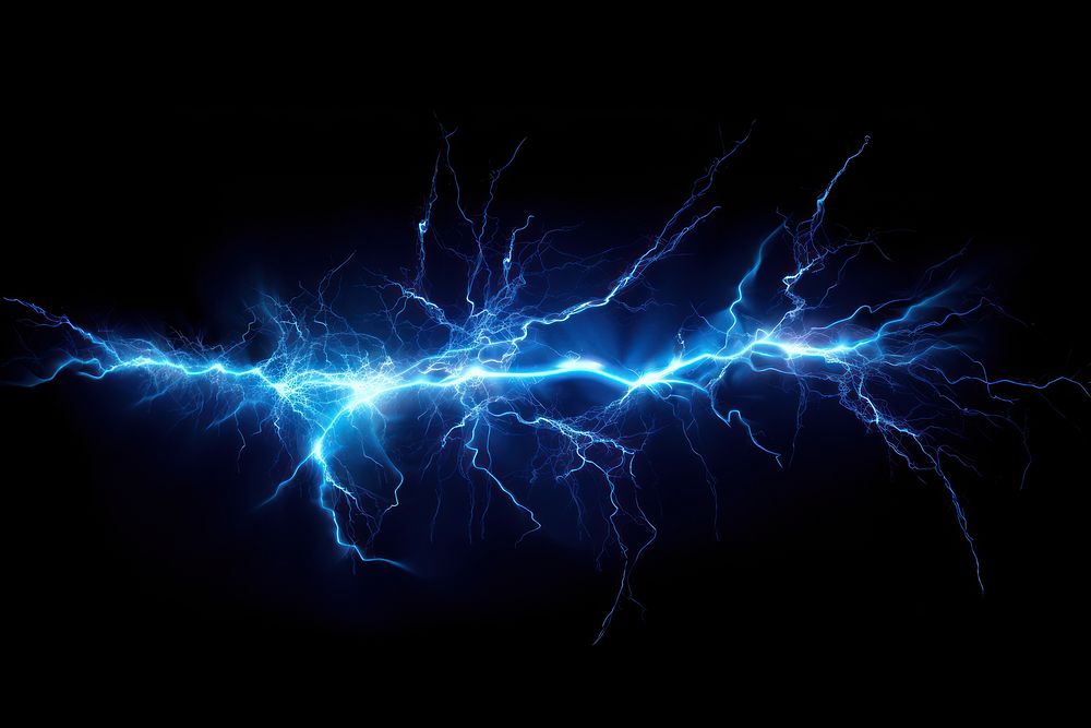Light trail thunderstorm lightning blue. AI generated Image by rawpixel.