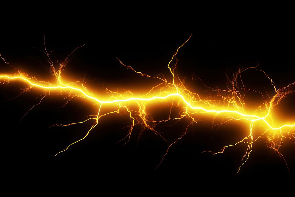 Light strike thunderstorm lightning yellow. AI generated Image by rawpixel.