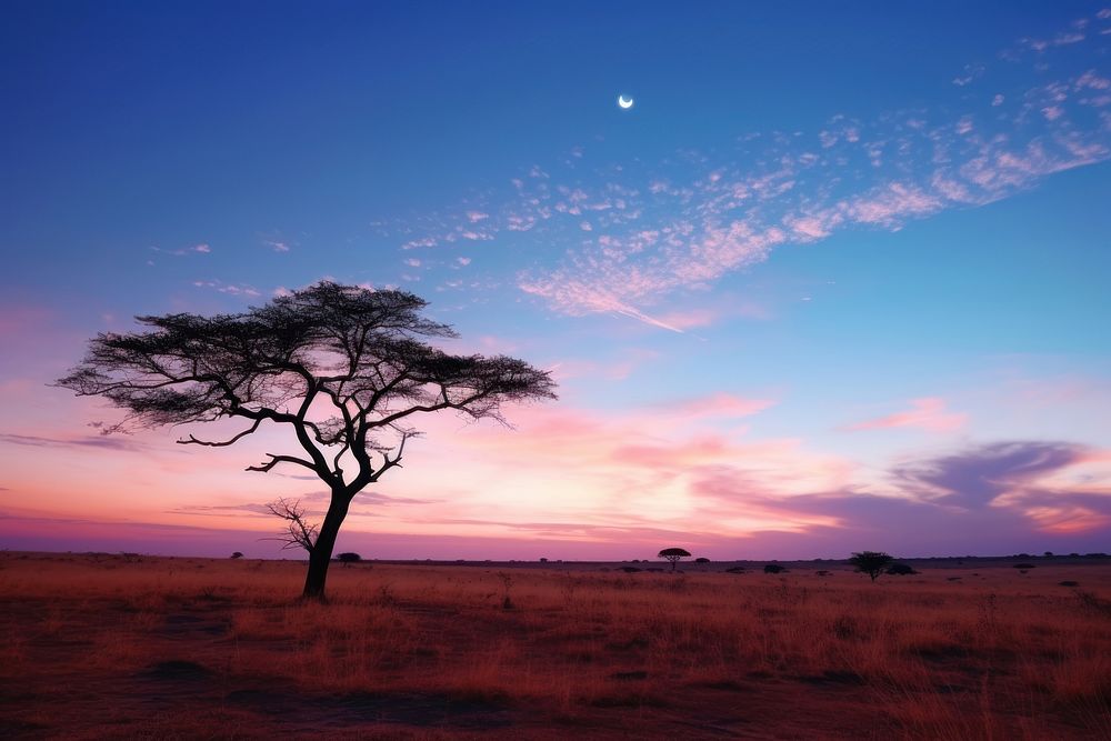 Africa sky landscape grassland. AI generated Image by rawpixel.