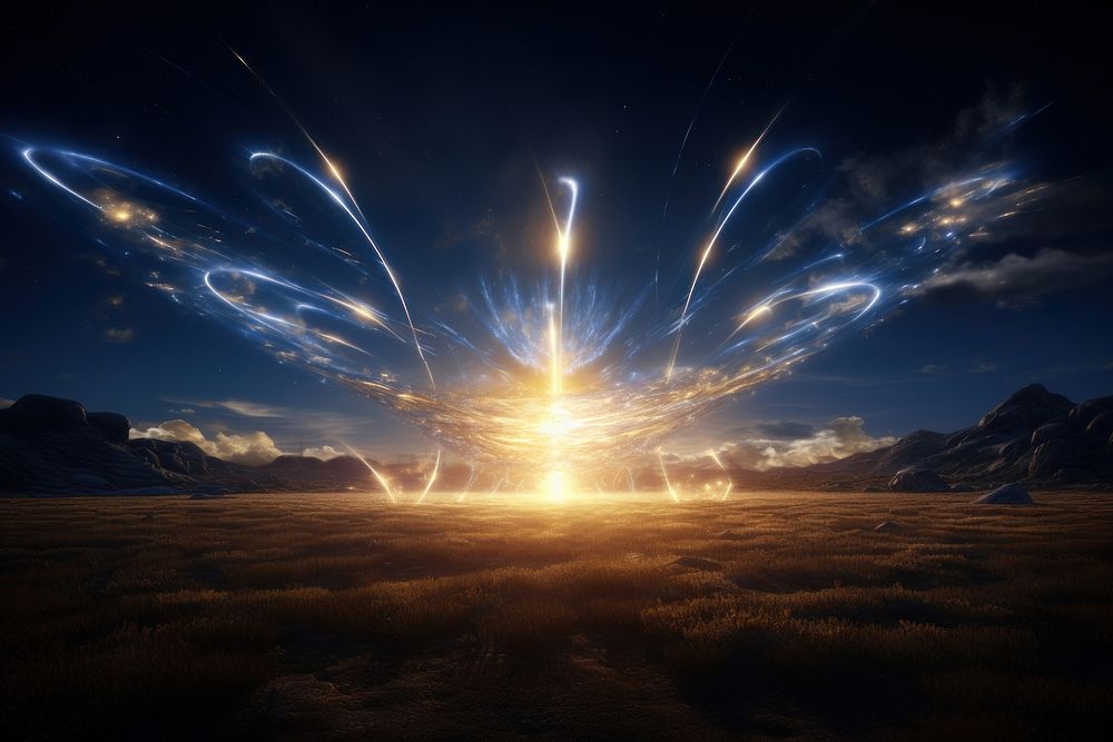 Magic field light landscape fireworks. AI generated Image by rawpixel.