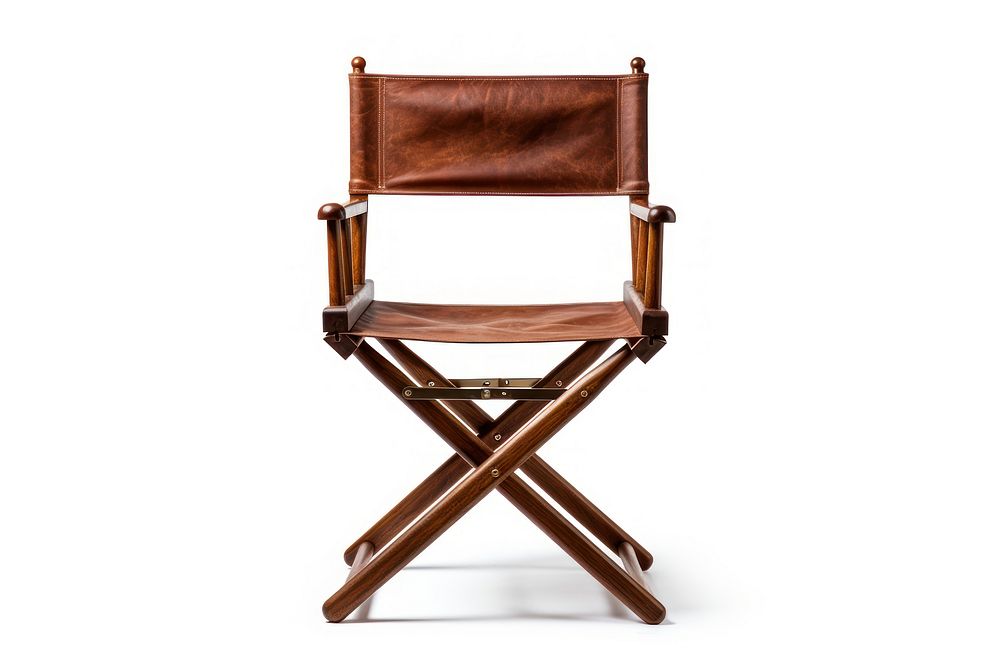 Cinema director folding chair furniture white background leather. AI generated Image by rawpixel.