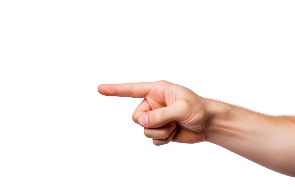 Hand pointing finger white background. AI generated Image by rawpixel.