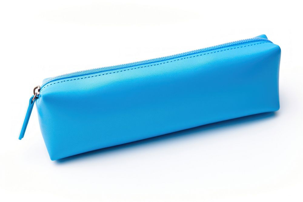 Long pencil pen case container handbag blue white background. AI generated Image by rawpixel.