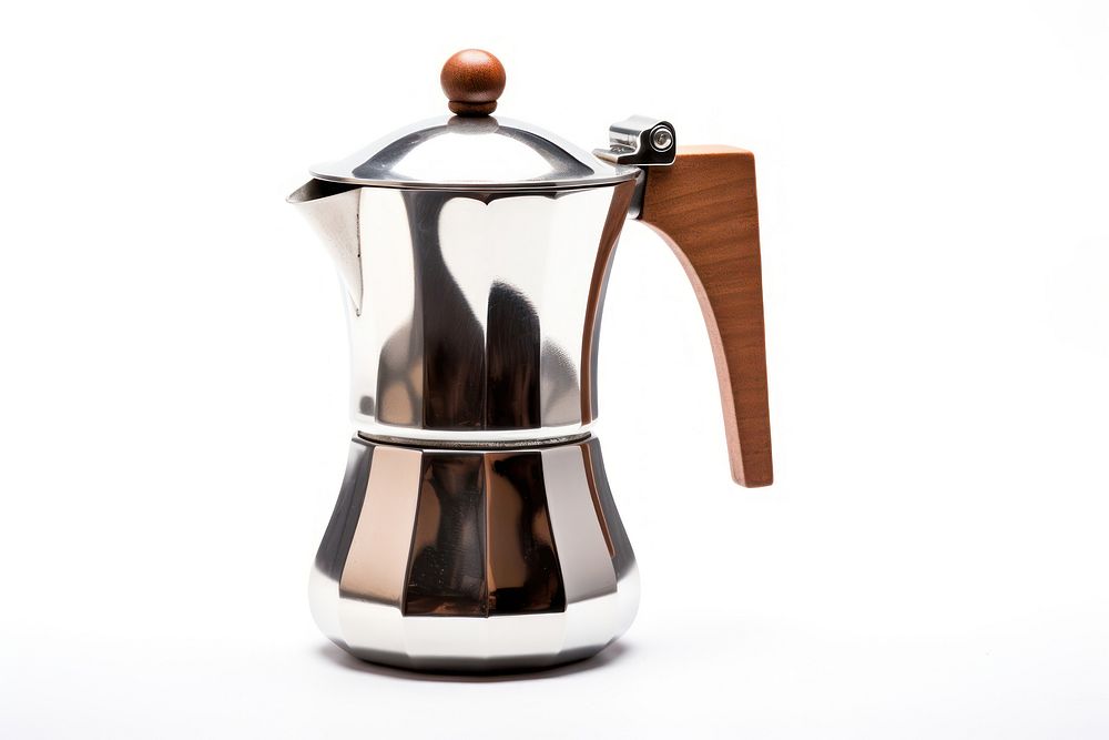 Moka pot coffee white background coffeemaker. AI generated Image by rawpixel.