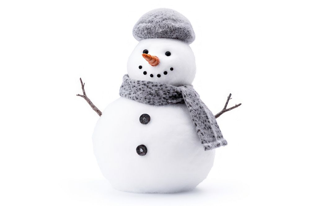 Winter snowman white white background. AI generated Image by rawpixel.