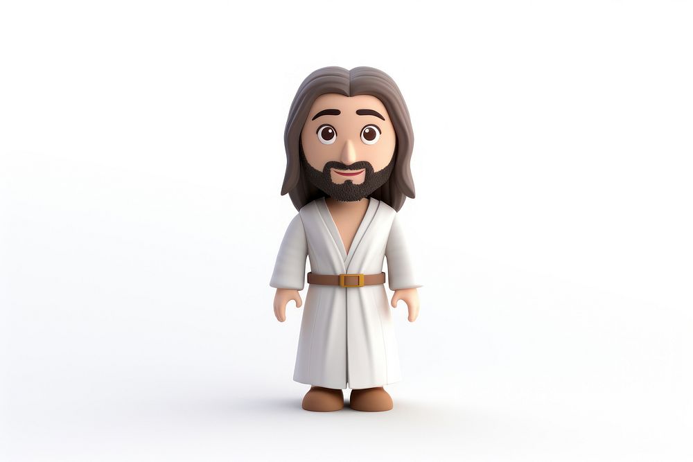 Jesus toy white background anthropomorphic. AI generated Image by rawpixel.