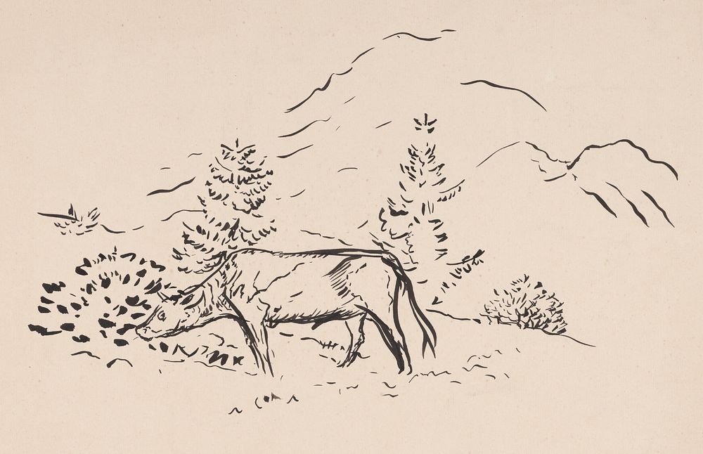 A grazing ox by Arnold Peter Weisz Kubínčan