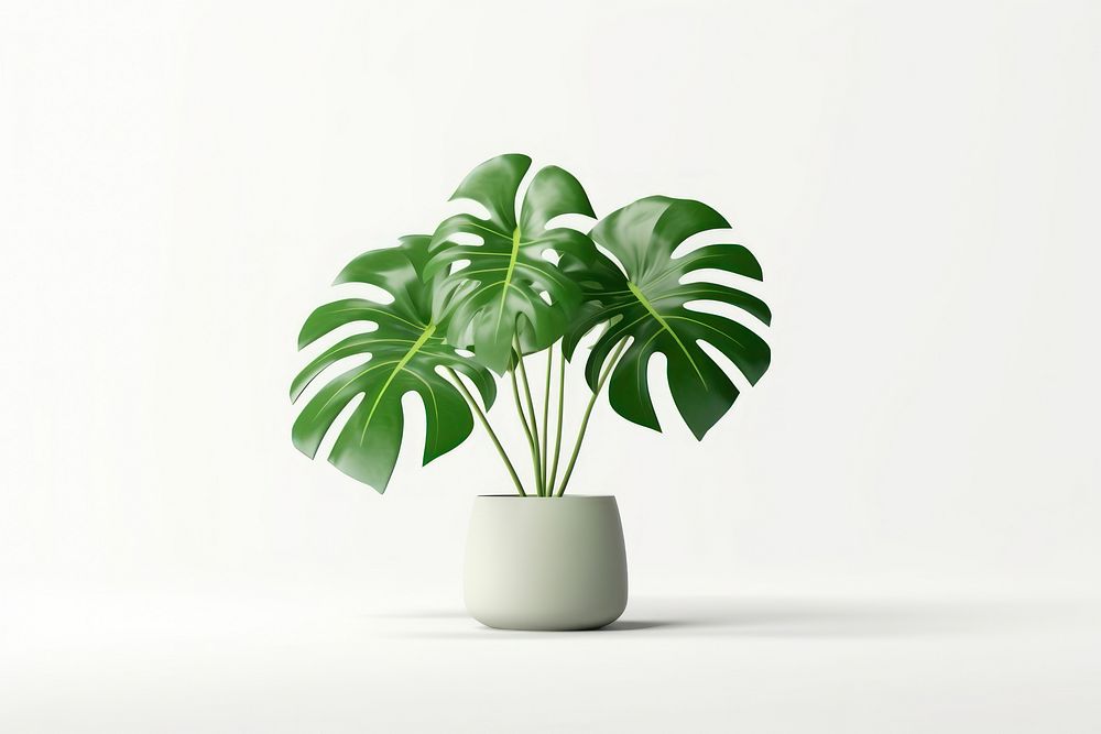 Monstera plant leaf vase. AI generated Image by rawpixel.